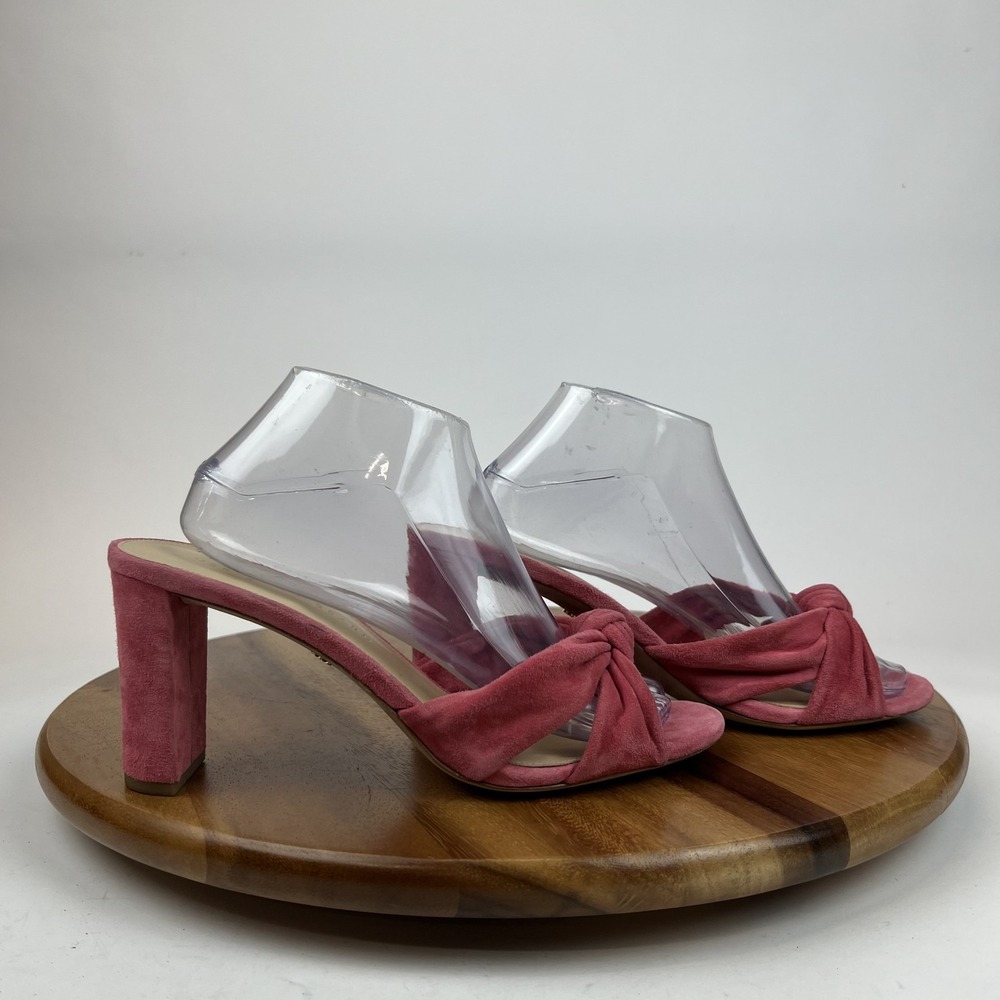 Womens Veronica Beard Ganita Rose Suede Knot Heeled Slide Sandals Size 10 M GUC